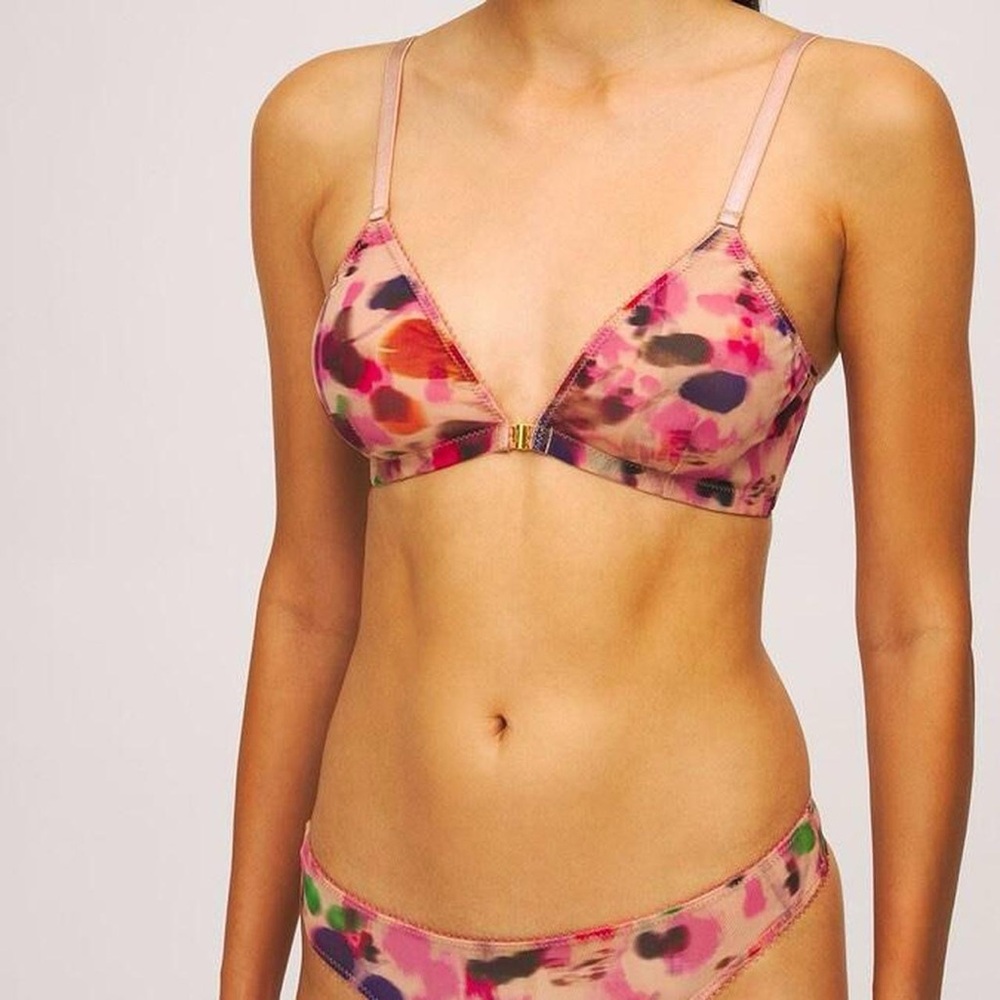 Luisaviaroma UNDERPROTECTION Rania Printed Mesh Triangle Bra size small